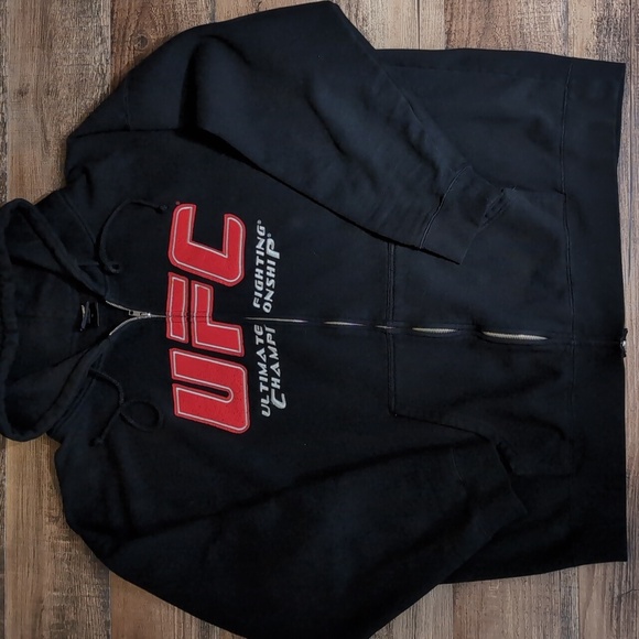 Vintage UFC Full Zip Hoodie Size 3XL In Black - Picture 1 of 10